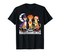 Happy HalloThanksmas Cheetahs Cute Festive Uomini Donne Bambini Maglietta