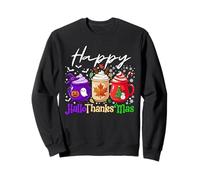 Happy Hallothanksmas Coffee Lover Halloween Merry Christmas Felpa