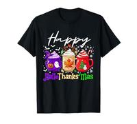 Happy Hallothanksmas Coffee Lover Halloween Merry Christmas Maglietta