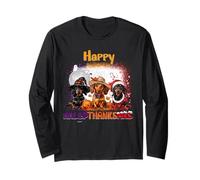 Happy HalloThanksMas Dachshund Spooky Thankful Merry X-mas Maglia a Manica