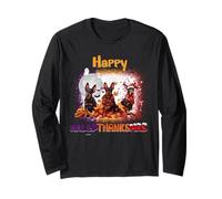 Happy HalloThanksMas Doberman Pinscher Spooky Thankful Merry Maglia a Manica
