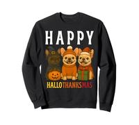 Happy Hallothanksmas Frenchie Carino Bulldog Francese Halloween Felpa