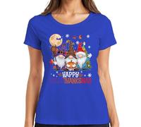 Happy HalloThanksmas Gnomes Halloween Natale Design Divertente Maglietta da donna, Blu, L