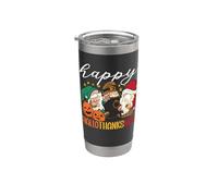 Happy Hallothanksmas Halloween Ringraziamento Natale gnomi Bicchiere termico in acciaio inox doppia parete