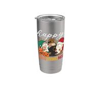 Happy Hallothanksmas Halloween Ringraziamento Natale gnomi Bicchiere termico in acciaio inox doppia parete