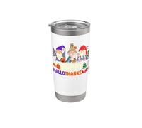 Happy Hallothanksmas Halloween Ringraziamento Natale gnomi Bicchiere termico in acciaio inox doppia parete