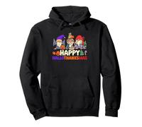 Happy Hallothanksmas Halloween Ringraziamento Natale gnomi Felpa con Cappuccio