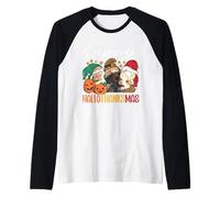 Happy Hallothanksmas Halloween Ringraziamento Natale gnomi Maglia con Maniche Raglan