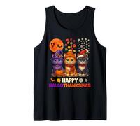 Happy HalloThanksMas Halloween Thanksgiving Christmas Cats Canotta