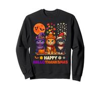 Happy HalloThanksMas Halloween Thanksgiving Christmas Cats Felpa