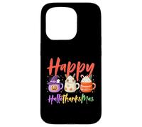 Happy Hallothanksmas Halloween Thanksgiving Christmas Coffee Custodia per iPhone 15 Pro