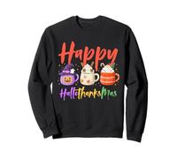 Happy Hallothanksmas Halloween Thanksgiving Christmas Coffee Felpa