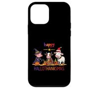 Happy Hallothanksmas Mucca & Cute Farm Animal Holiday Custodia per iPhone 12 mini