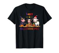 Happy Hallothanksmas Mucca & Cute Farm Animal Holiday Maglietta