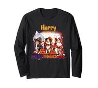 Happy HalloThanksMas Shetland Sheepdog Spooky Thankful Merry Maglia a Manica