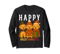 Happy Hallothanksmas, Simpatico Cucciolo di Laboratorio Amante dei Cani in Vacanza Autunnale Maglia a Manica