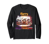 Happy HalloThanksMas Sloth Spooky Thankful Merry X-mas Maglia a Manica