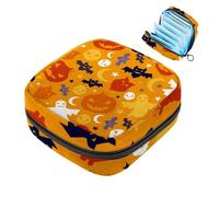 Happy Halloween-1045 - Kit per primo ciclo mestruale per ragazze, salvaslip con tampone, porta assorbenti con cerniera, organizer per tovaglioli