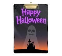 Happy Halloween Acrilico Nero Fancy Appunti Lettera Standard A4 Formato Hard Board per Calcio Softball Coaching Oro 30,5 x 22,9 cm Tabla para escribir con Clip
