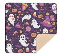Happy Halloween are You Scared - Tappetino morbido e spesso per attività da pavimento per bambini, imbottito, portatile, 127 x 127 cm