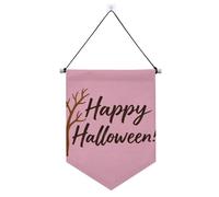 Happy Halloween Banner rosa da appendere con asta telescopica gagliardetto bandiere all'aperto patio arredamento per interni, feste all'aperto