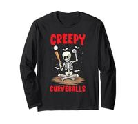 Happy Halloween Baseball Spooky Catcher Trucco O Scherzetto Maglia a Manica