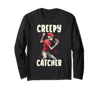 Happy Halloween Baseball Spooky Catcher Trucco O Scherzetto Maglia a Manica