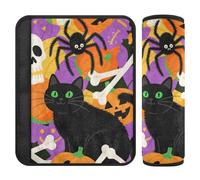 Happy Halloween Black Cat Skull Pumpkin 2 Pack auto cintura di sicurezza copertura protegge il collo e le spalle per aeroplano Protector para cinturón de carro