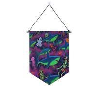 Happy Halloween Blue Shark Skull banner gancio per parete con asta telescopica banner in tessuto decorazione esterna per porte, pareti, finestre, giardini, cortile suministros para fiesta de a?o nuevo