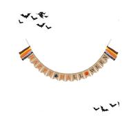 Happy Halloween Burlap Banner- Multicolor Design Halloween Party Decorati HRB