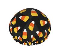 Happy Halloween Candy Corn Cuffia da impermeabile, Cuffia elastica per capelli da bagno Protezione ambientale Cuffia da bagno per capelli, Doppio strato impermeabile Cappello da da bag
