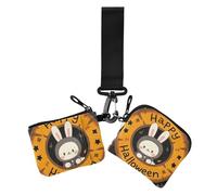 Happy Halloween Cartoon Cute Rabbit Portafoglio portamonete da donna porta carte di credito sottile portatile portamonete con tasca con cerniera per signora 2 confezioni, Felice Halloween cartone