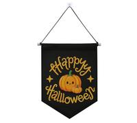 Happy Halloween Cartoon Cute Yellow Pumpkin Banner Hanger per parete con asta telescopica banner parete appeso decorazioni per feste per Festival e giorno speciale