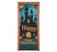 Happy Halloween Castello Nero Decorazioni di Halloween Decorazione Della Porta Copertura 88,9x200,7 cm Bentornato Banner Primavera Estate Stagionale Decor M