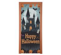 Happy Halloween Castello nero Decorazioni di Halloween per facciata estiva della porta 88,9 x 200,7 cm Banner per porte estive Primavera Estate Decorazione stagionale M