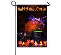 Happy Halloween Cat Black Ghost Grimace Pumpkin Cauldron Applique Hocus Pocus Bandiera Da Esterno 30X45Cm Striscione Appendere Moda Bandiera Da Cortile Per Dormitorio Patio Fattoria