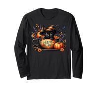 Happy Halloween Cat in A Coffee Mug for Mom & Kitten Lover Maglia a Manica