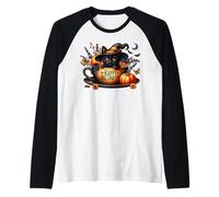 Happy Halloween Cat in A Coffee Mug for Mom & Kitten Lover Maglia con Maniche Raglan
