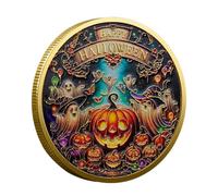 Happy Halloween Coin- Ornamenti per feste di Halloween, espositore unico da collezione | Memoriale decorativo dorato riutilizzabile moneta in metallo multifunzionale da collezione per ragazzi ragazze
