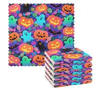 Happy Halloween Colorato Candy Fantasmi Decorazioni di Halloween Controsoffitto Asciugamani da cucina Asciugamani Cucina Cotone Color Farm toallas para cocina decoracion 28x28 cm Set di 6