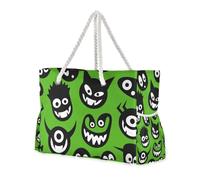 Happy Halloween con Horror Head Robusta borsa tote con cerniera con tasche laterali Borsa da viaggio Weekender con tasche con cerniera