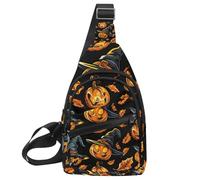 Happy Halloween con zucca, pipistrello, ragno, borsa a tracolla piccola borsa a tracolla zaino per viaggi sport escursionismo, Multicolore 06, 11.8x7x1.5in/30x18x4cm