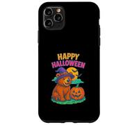 Happy Halloween Cute Bear in Witch Hat with Pumpkin Custodia per iPhone 11 Pro Max