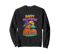 Happy Halloween Cute Bear in Witch Hat with Pumpkin Felpa