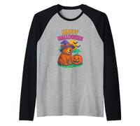 Happy Halloween Cute Bear in Witch Hat with Pumpkin Maglia con Maniche Raglan