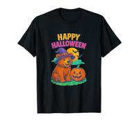 Happy Halloween Cute Bear in Witch Hat with Pumpkin Maglietta