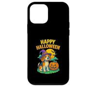 Happy Halloween Cute Dog with Pumpkin Witch Hat Art Custodia per iPhone 12 mini
