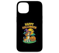 Happy Halloween Cute Dog with Pumpkin Witch Hat Art Custodia per iPhone 13
