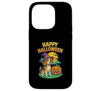 Happy Halloween Cute Dog with Pumpkin Witch Hat Art Custodia per iPhone 14 Pro