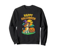 Happy Halloween Cute Dog with Pumpkin Witch Hat Art Felpa